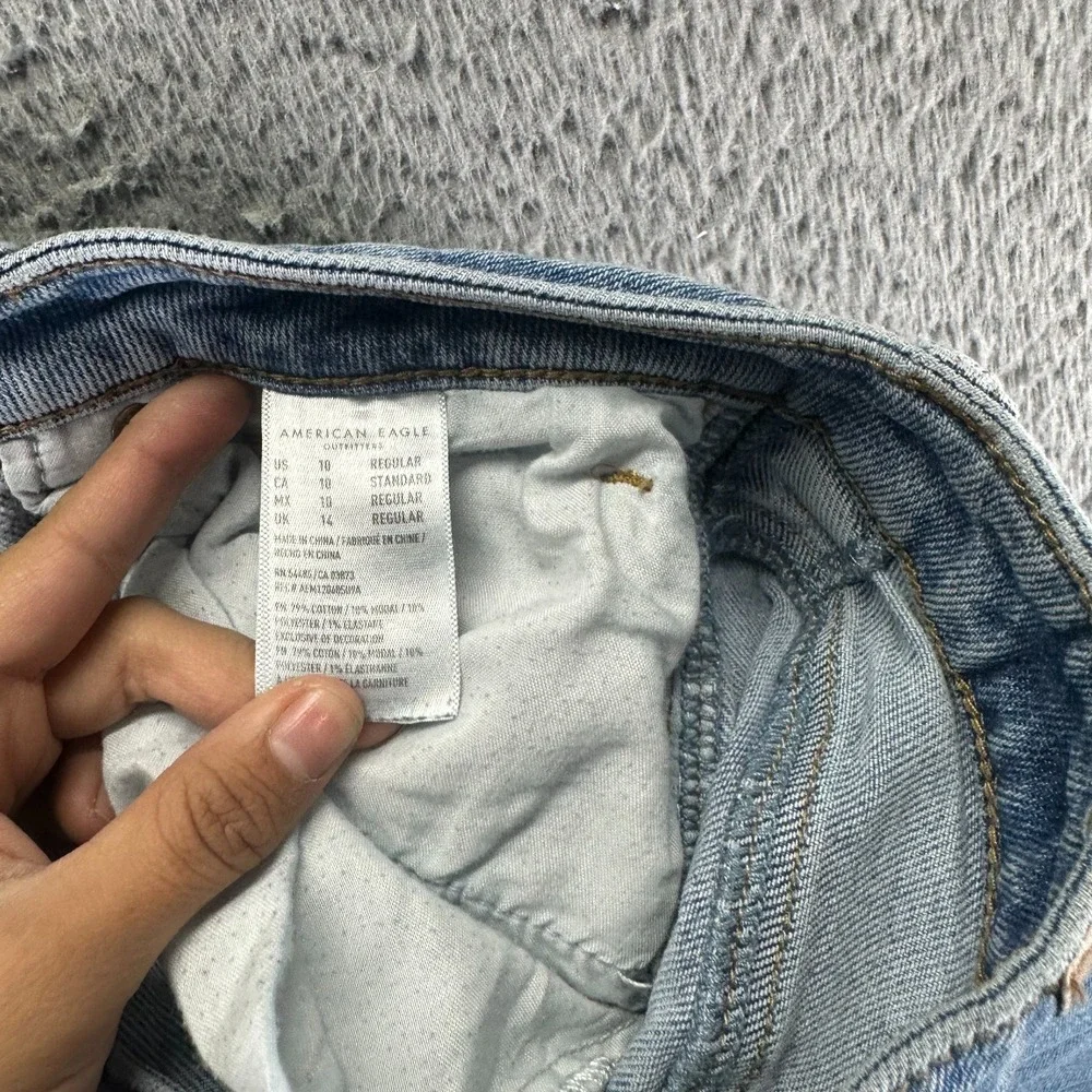 American Eagle Outfitters Jeans Womens 10 Blue Cotton Denim‎ Mom Stretch Faded